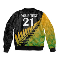Custom Australia Wallabies and Aotearoa Rugby Bomber Jacket Kangaroo Black Fern Maori Gradient Vibe LT9 - Wonder Print Shop