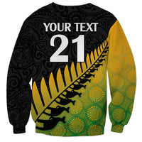 Custom Australia Wallabies and Aotearoa Rugby Sweatshirt Kangaroo Black Fern Maori Gradient Vibe - Wonder Print Shop