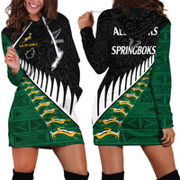 South Africa and Aotearoa Rugby Hoodie Dress Springboks Black Fern Maori Vibe - Wonder Print Shop