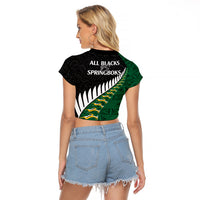 South Africa and Aotearoa Rugby Raglan Cropped T Shirt Springboks Black Fern Maori Vibe - Wonder Print Shop