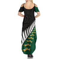 South Africa and Aotearoa Rugby Summer Maxi Dress Springboks Black Fern Maori Vibe - Wonder Print Shop