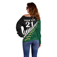 Custom South Africa and Aotearoa Rugby Off Shoulder Sweater Springboks Black Fern Maori Vibe - Wonder Print Shop