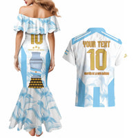 Argentina Champions Football Custom Couples Matching Mermaid Dress and Hawaiian Shirt Campeon de America LT9 - Wonder Print Shop