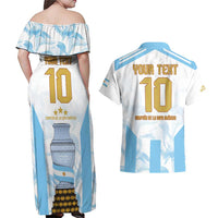 Argentina Champions Football Custom Couples Matching Off Shoulder Maxi Dress and Hawaiian Shirt Campeon de America LT9 - Wonder Print Shop