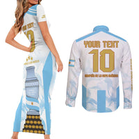 Argentina Champions Football Custom Couples Matching Short Sleeve Bodycon Dress and Long Sleeve Button Shirt Campeon de America LT9 - Wonder Print Shop