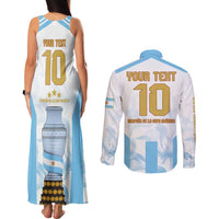 Argentina Champions Football Custom Couples Matching Tank Maxi Dress and Long Sleeve Button Shirt Campeon de America LT9 - Wonder Print Shop