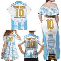 Argentina Champions Football Custom Family Matching Off Shoulder Maxi Dress and Hawaiian Shirt Campeon de America LT9 - Wonder Print Shop