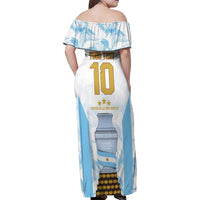 Argentina Champions Football Custom Family Matching Off Shoulder Maxi Dress and Hawaiian Shirt Campeon de America LT9 - Wonder Print Shop