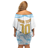 Argentina Champions Football Custom Family Matching Off Shoulder Short Dress and Hawaiian Shirt Campeon de America LT9 - Wonder Print Shop