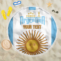 Vamos Argentina Champions Football Custom Beach Blanket White and Sky Blue LT9 - Wonder Print Shop