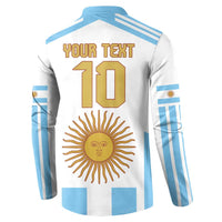 Vamos Argentina Champions Football Custom Button Sweatshirt White and Sky Blue LT9 - Wonder Print Shop