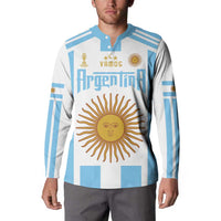 Vamos Argentina Champions Football Custom Button Sweatshirt White and Sky Blue LT9 - Wonder Print Shop