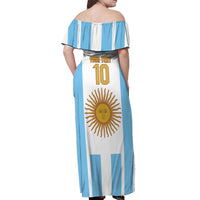 Vamos Argentina Champions Football Custom Off Shoulder Maxi Dress White and Sky Blue - Wonder Print Shop