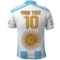 Vamos Argentina Champions Football Custom Polo Shirt White and Sky Blue - Wonder Print Shop