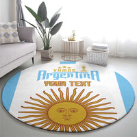 Vamos Argentina Champions Football Custom Round Carpet White and Sky Blue