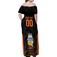 Colombia Champion Football Custom Family Matching Off Shoulder Maxi Dress and Hawaiian Shirt Los Cafeteros Black Style LT9 - Wonder Print Shop