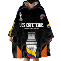 Colombia Champion Football Custom Wearable Blanket Hoodie Los Cafeteros Black Style - Wonder Print Shop