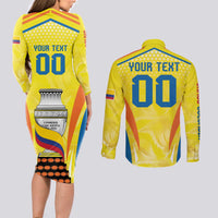 Colombia Champion Football Custom Couples Matching Long Sleeve Bodycon Dress and Long Sleeve Button Shirt Los Cafeteros Somos Campeones LT9 - Wonder Print Shop
