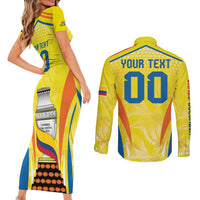 Colombia Champion Football Custom Couples Matching Short Sleeve Bodycon Dress and Long Sleeve Button Shirt Los Cafeteros Somos Campeones LT9 - Wonder Print Shop