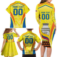 Colombia Champion Football Custom Family Matching Long Sleeve Bodycon Dress and Hawaiian Shirt Los Cafeteros Somos Campeones LT9 - Wonder Print Shop