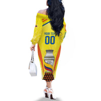 Colombia Champion Football Custom Family Matching Off The Shoulder Long Sleeve Dress and Hawaiian Shirt Los Cafeteros Somos Campeones - Wonder Print Shop