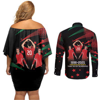 Portuguese Footballer Memorial Couples Matching Off Shoulder Short Dress and Long Sleeve Button Shirt 1996-2025 Forever In Our Hearts - Wonder Print Shop