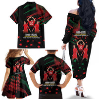 Portuguese Footballer Memorial Family Matching Off The Shoulder Long Sleeve Dress and Hawaiian Shirt 1996-2025 Forever In Our Hearts - Wonder Print Shop