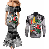 Portuguese Footballer Memorial Couples Matching Mermaid Dress and Long Sleeve Button Shirt You'll Never Walk Alone Rest In Peace 1996-2025 - Wonder Print Shop