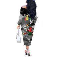 Portuguese Footballer Memorial Off The Shoulder Long Sleeve Dress You'll Never Walk Alone Rest In Peace 1996-2025 - Wonder Print Shop