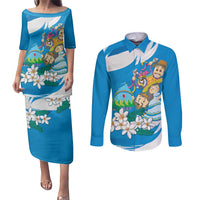 Nicaragua Independence Day Couples Matching Puletasi and Long Sleeve Button Shirt Since 1821 Nicaragua Culture Concept - Wonder Print Shop