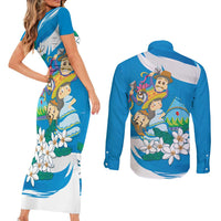 Nicaragua Independence Day Couples Matching Short Sleeve Bodycon Dress and Long Sleeve Button Shirt Since 1821 Nicaragua Culture Concept - Wonder Print Shop
