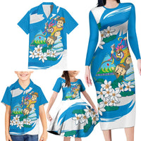 Nicaragua Independence Day Family Matching Long Sleeve Bodycon Dress and Hawaiian Shirt Since 1821 Nicaragua Culture Concept - Wonder Print Shop