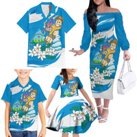Nicaragua Independence Day Family Matching Off The Shoulder Long Sleeve Dress and Hawaiian Shirt Since 1821 Nicaragua Culture Concept - Wonder Print Shop