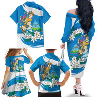 Nicaragua Independence Day Family Matching Off The Shoulder Long Sleeve Dress and Hawaiian Shirt Since 1821 Nicaragua Culture Concept - Wonder Print Shop