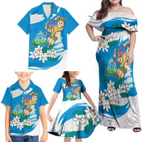 Nicaragua Independence Day Family Matching Off Shoulder Maxi Dress and Hawaiian Shirt Since 1821 Nicaragua Culture Concept - Wonder Print Shop
