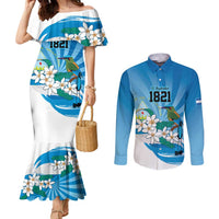 Nicaragua Independence Day Personalized Couples Matching Mermaid Dress and Long Sleeve Button Shirt Since 1821 Proud Guardabarranco Sacuanjoche - Wonder Print Shop