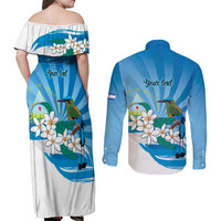 Nicaragua Independence Day Personalized Couples Matching Off Shoulder Maxi Dress and Long Sleeve Button Shirt Since 1821 Proud Guardabarranco Sacuanjoche - Wonder Print Shop