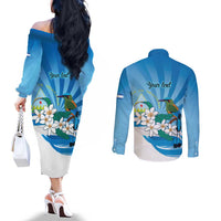 Nicaragua Independence Day Personalized Couples Matching Off The Shoulder Long Sleeve Dress and Long Sleeve Button Shirt Since 1821 Proud Guardabarranco Sacuanjoche - Wonder Print Shop