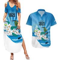 Nicaragua Independence Day Personalized Couples Matching Summer Maxi Dress and Hawaiian Shirt Since 1821 Proud Guardabarranco Sacuanjoche - Wonder Print Shop