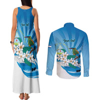 Nicaragua Independence Day Personalized Couples Matching Tank Maxi Dress and Long Sleeve Button Shirt Since 1821 Proud Guardabarranco Sacuanjoche - Wonder Print Shop