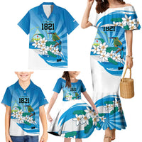 Nicaragua Independence Day Personalized Family Matching Mermaid Dress and Hawaiian Shirt Since 1821 Proud Guardabarranco Sacuanjoche - Wonder Print Shop