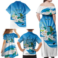 Nicaragua Independence Day Personalized Family Matching Off Shoulder Maxi Dress and Hawaiian Shirt Since 1821 Proud Guardabarranco Sacuanjoche - Wonder Print Shop