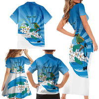Nicaragua Independence Day Personalized Family Matching Short Sleeve Bodycon Dress and Hawaiian Shirt Since 1821 Proud Guardabarranco Sacuanjoche - Wonder Print Shop
