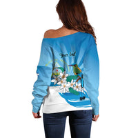 Nicaragua Independence Day Personalized Off Shoulder Sweater Since 1821 Proud Guardabarranco Sacuanjoche - Wonder Print Shop