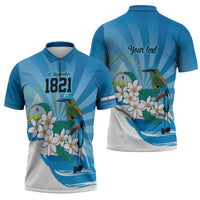 Nicaragua Independence Day Personalized Zipper Polo Shirt Since 1821 Proud Guardabarranco Sacuanjoche - Wonder Print Shop