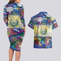 El Salvador Couples Matching Long Sleeve Bodycon Dress and Hawaiian Shirt Funny Local Inspired - Wonder Print Shop