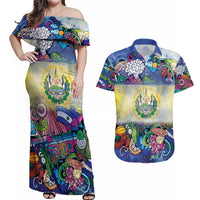 El Salvador Couples Matching Off Shoulder Maxi Dress and Hawaiian Shirt Funny Local Inspired - Wonder Print Shop