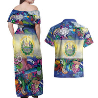 El Salvador Couples Matching Off Shoulder Maxi Dress and Hawaiian Shirt Funny Local Inspired - Wonder Print Shop