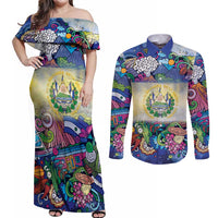 El Salvador Couples Matching Off Shoulder Maxi Dress and Long Sleeve Button Shirt Funny Local Inspired - Wonder Print Shop