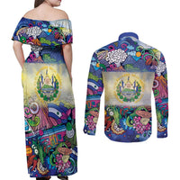 El Salvador Couples Matching Off Shoulder Maxi Dress and Long Sleeve Button Shirt Funny Local Inspired - Wonder Print Shop